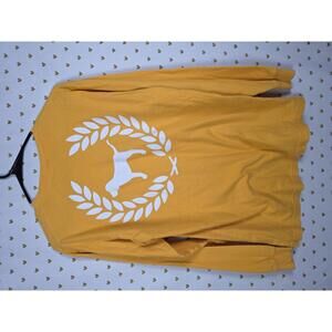 Victorias Secret PINK YELLOW Crest Logo Dog LONG SLEEVE Campus Tee Shirt SMALL